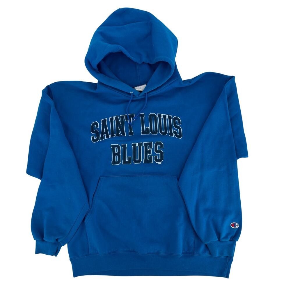 Champion Saint Louis Blues Hoodie Pullover 90s Vintage Mens Large Blue NHL Team